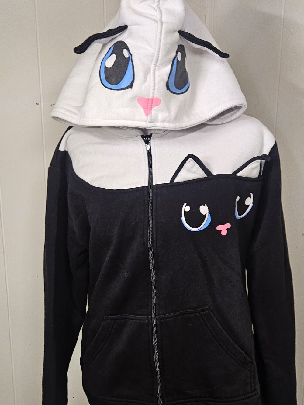 Cupcake Cult Cat Face Zip Hoodie Size Large